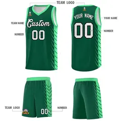 Kelly Green Side Symmetrical Line Pattern Basketball Jersey 5