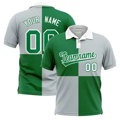 Kelly Green Silver Four Squares Performance Polo Shirt 1