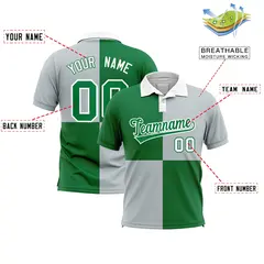 Kelly Green Silver Four Squares Performance Polo Shirt 2
