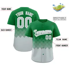 Kelly Green Silver Grid Blur Pattern Baseball Jersey 2
