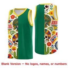 Kelly Green Skeleton Mexican Colors Graffiti Basketball Jersey 6