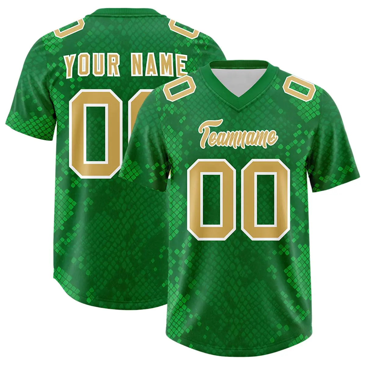 Kelly Green Snakeskin Graffiti Pattern Football Jersey