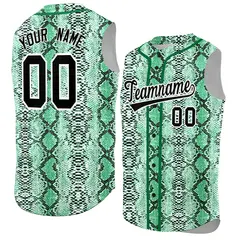 Kelly Green Snakeskin Pattern Sleeveless Baseball Jersey