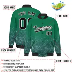 Kelly Green Sparkle-Effect Varsity Letterman Baseball Jacket 2