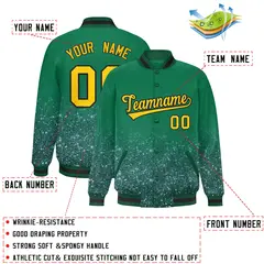 Kelly Green Sparkle-Effect Varsity Letterman Baseball Jacket 2