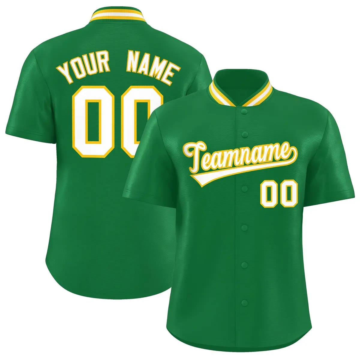 Kelly Green Stand Collar Classic Baseball Jersey