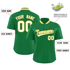 Kelly Green Stand Collar Classic Baseball Jersey 2