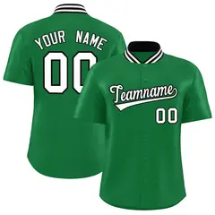 Kelly Green Stand Collar Classic Baseball Jersey 1
