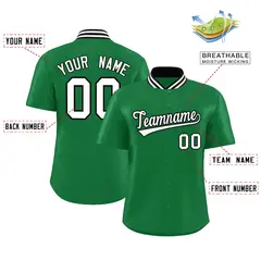 Kelly Green Stand Collar Classic Baseball Jersey 2