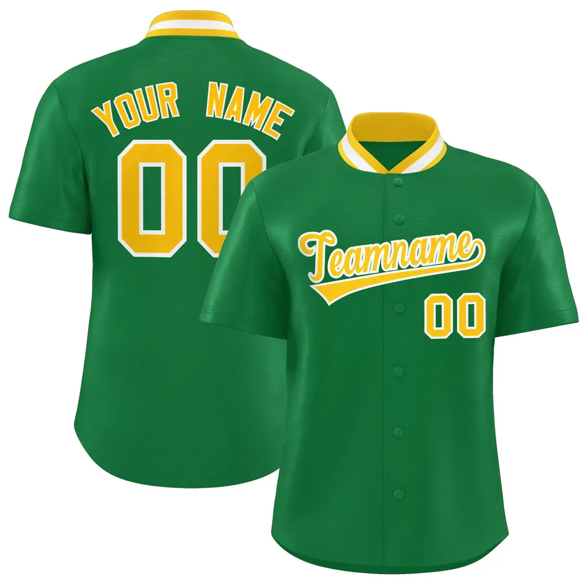 Kelly Green Stand Collar Classic Baseball Jersey