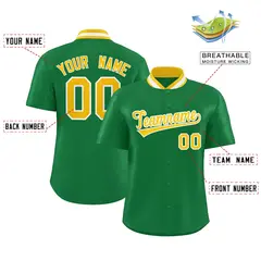 Kelly Green Stand Collar Classic Baseball Jersey 2