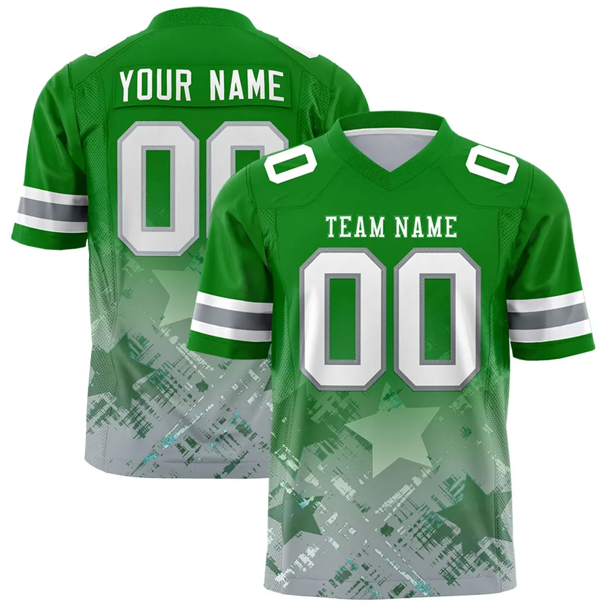 Kelly Green Star Gradient Flag Football Jersey