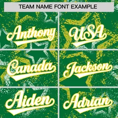 Kelly Green Star Pattern Varsity Letterman Bomber Jacket 3