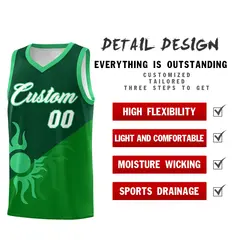Kelly Green Sunburst Two Tone Athletic Basketball Jersey 3