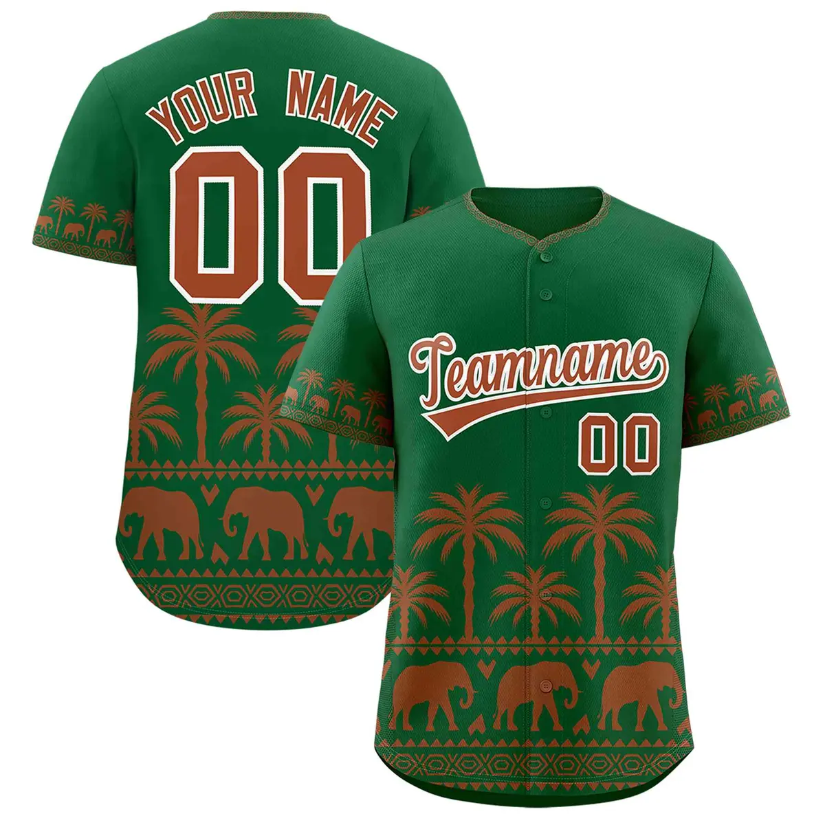 Kelly Green Texas Orange Graffiti Bossinia Baseball Jersey
