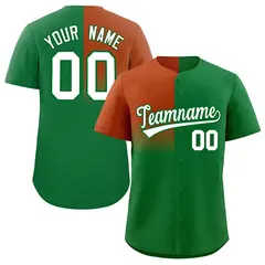 Kelly Green Texas Orange Half Gradient Baseball Jersey 1