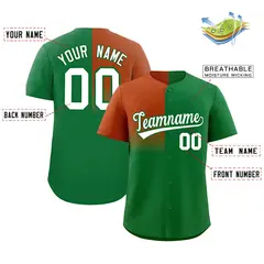 Kelly Green Texas Orange Half Gradient Baseball Jersey 2