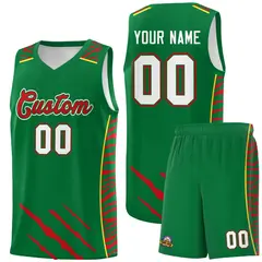 Kelly Green Tiger Claw Pattern Basketball Jersey 1