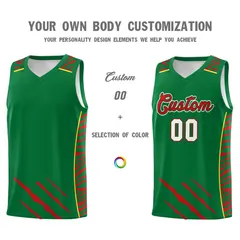 Kelly Green Tiger Claw Pattern Basketball Jersey 3