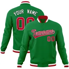 Kelly Green Varsity Full-Snap Letterman Baseball Jacket 1