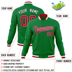 Kelly Green Varsity Full-Snap Letterman Baseball Jacket 4