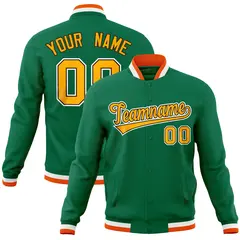 Kelly Green Varsity Full-Snap Letterman Baseball Jacket 1