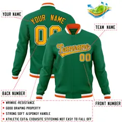 Kelly Green Varsity Full-Snap Letterman Baseball Jacket 4