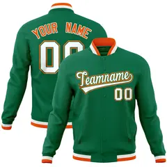 Kelly Green Varsity Full-Snap Letterman Baseball Jacket 1