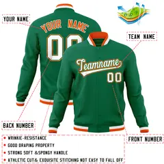Kelly Green Varsity Full-Snap Letterman Baseball Jacket 4