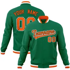 Kelly Green Varsity Full-Snap Letterman Baseball Jacket 1