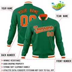 Kelly Green Varsity Full-Snap Letterman Baseball Jacket 4
