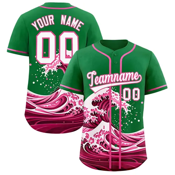 Kelly Green Wave Graffiti Baseball Jersey