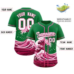 Kelly Green Wave Graffiti Baseball Jersey 2