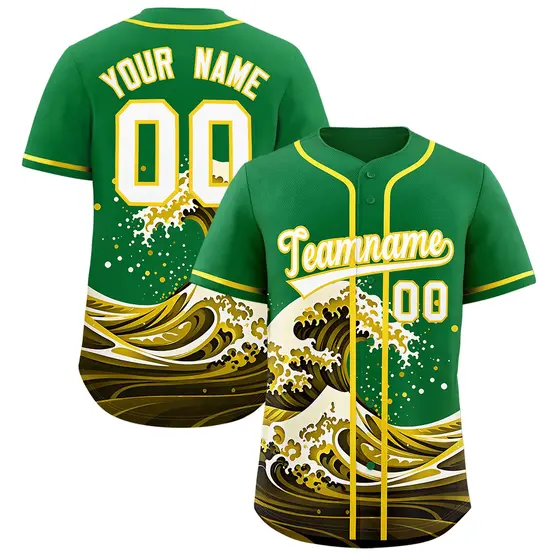 Kelly Green Wave Graffiti Baseball Jersey