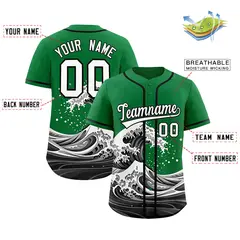 Kelly Green Wave Graffiti Baseball Jersey 2