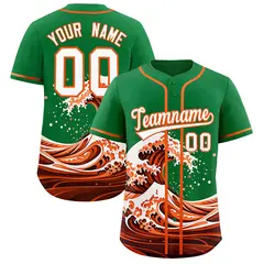 Kelly Green Wave Graffiti Baseball Jersey 1