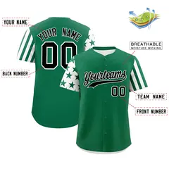 Kelly Green White American Flag Raglan Baseball Jersey 2