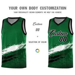 Kelly Green White and Black Graffiti Pattern Basketball Jersey 3