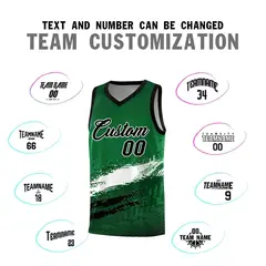 Kelly Green White and Black Graffiti Pattern Basketball Jersey 4