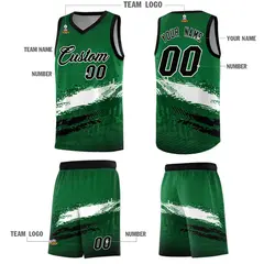 Kelly Green White and Black Graffiti Pattern Basketball Jersey 5