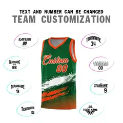 Kelly Green White and Orange Graffiti Basketball Jersey 4