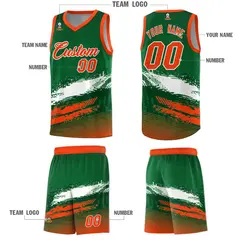 Kelly Green White and Orange Graffiti Basketball Jersey 5