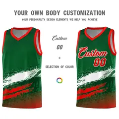 Kelly Green White and Red Graffiti Basketball Jersey 3