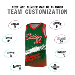 Kelly Green White and Red Graffiti Basketball Jersey 4