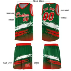 Kelly Green White and Red Graffiti Basketball Jersey 5