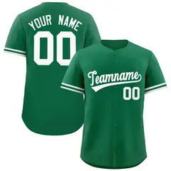 Kelly Green White Authentic Full-Button Baseball Jersey