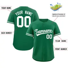 Kelly Green White Authentic Full-Button Baseball Jersey 2