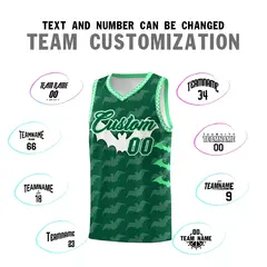 Kelly Green White Bat Pattern Halloween Basketball Jersey 4