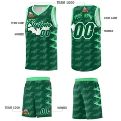 Kelly Green White Bat Pattern Halloween Basketball Jersey 5