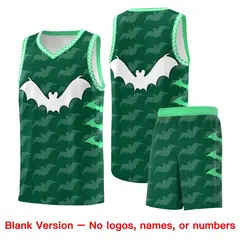 Kelly Green White Bat Pattern Halloween Basketball Jersey 7
